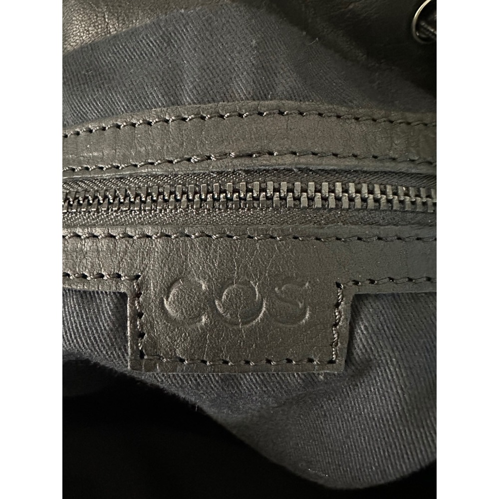 COS black leather unstructured drawstring backpack bag - Picture 9 of 11